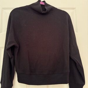 Alo Women’s black waffle knit mock turtleneck
